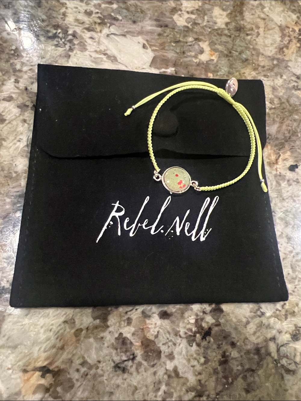 Rebel Nell Neon Lime Cord Taylor Bracelet Color Jewel Charm Sterling Silver 925